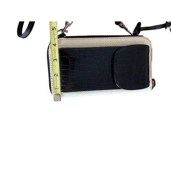 Unbranded Black Croc & Bamboo Embossed Crossbody Wallet Clutch Organizer - Picture 8 of 10